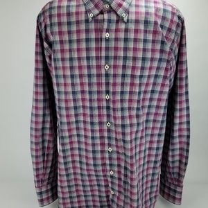 Peter Millar L/S Button Purple Plaid Mens Size L